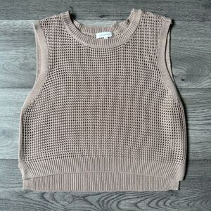 No Comment‎ Chic Mauve Open Knit Sleeveless Sweater Vest - Size XL